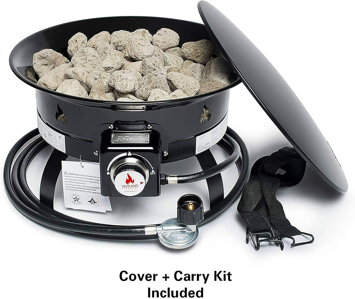 Portable Propane Gas Fire Pit with Cover & Carry Kit, 19-Inch 58,000 BTU, Black Z1754