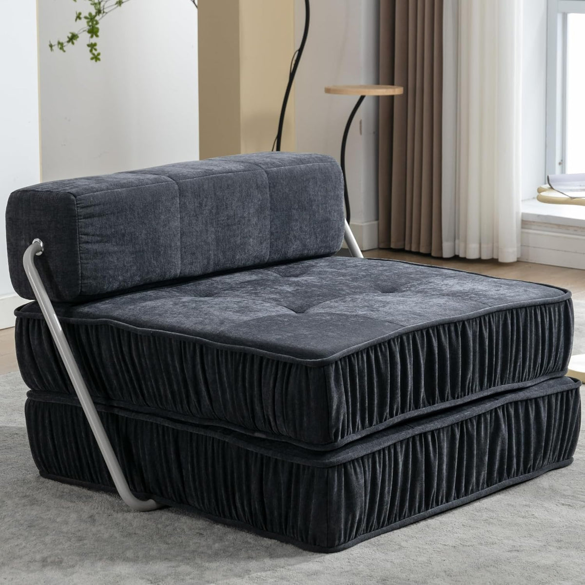 Grey Memory Foam Futon Sleeper Chair Couch Twin Size G771
