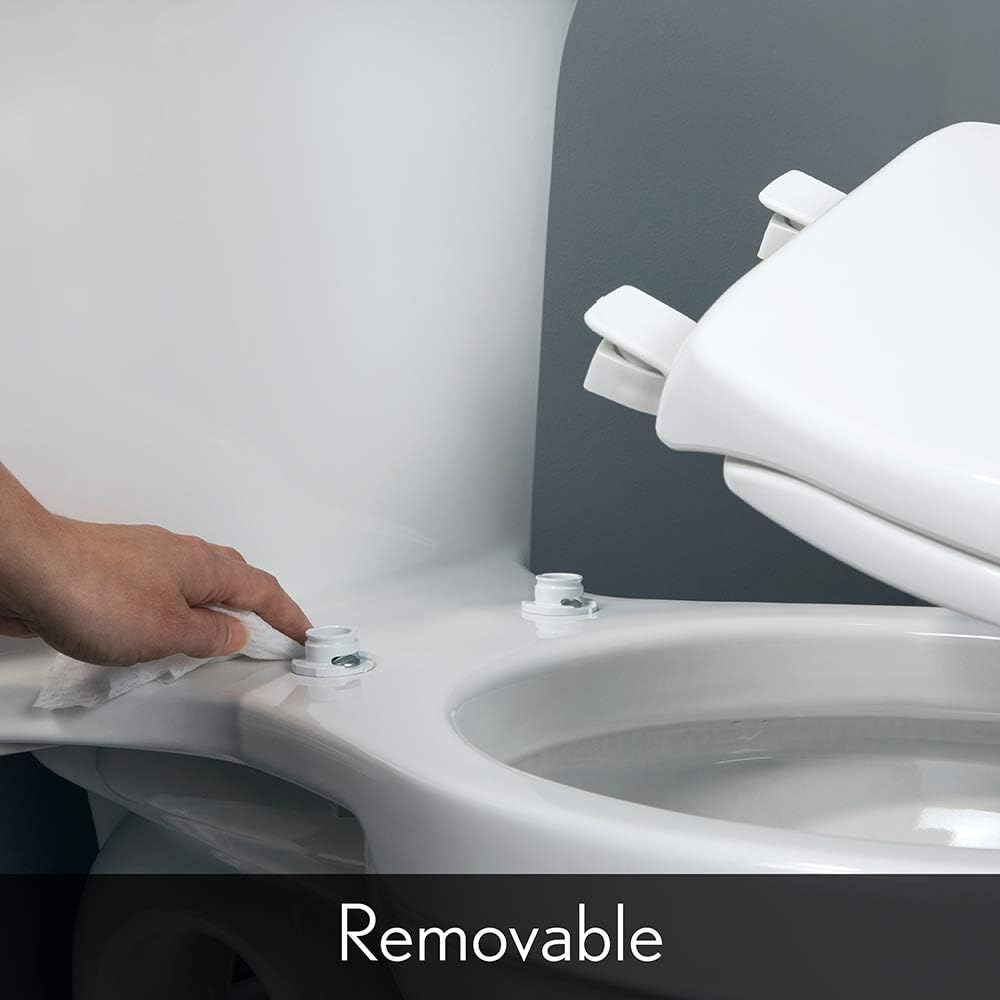 Elongated Toilet Seat with Brushed Nickel Hinges M6232