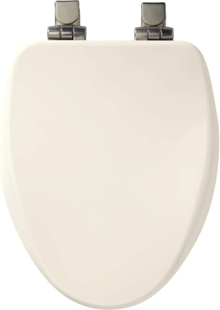 Elongated Toilet Seat with Brushed Nickel Hinges M6232