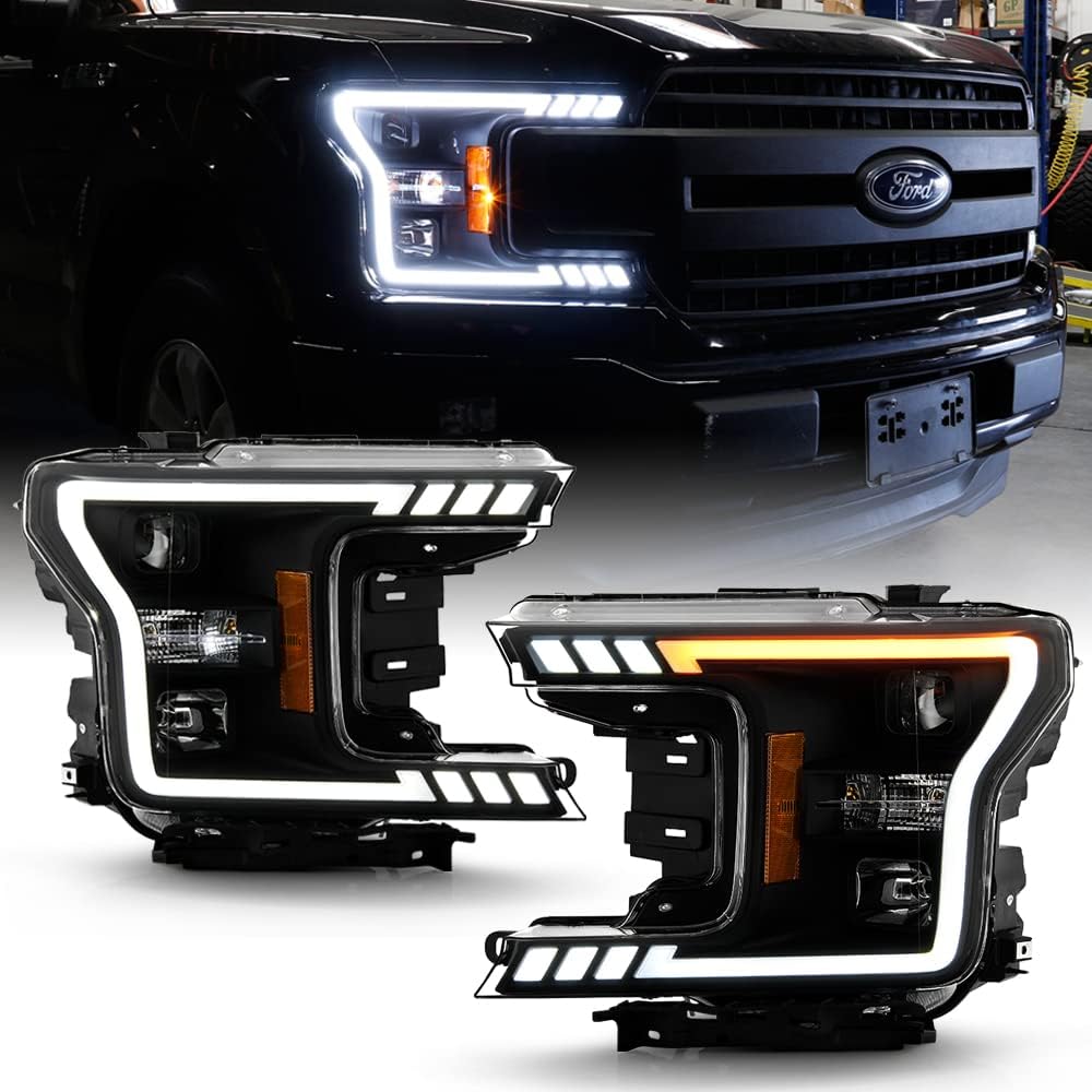 2018-2020 Ford F150 Black Smoked LED Projector Headlights C433