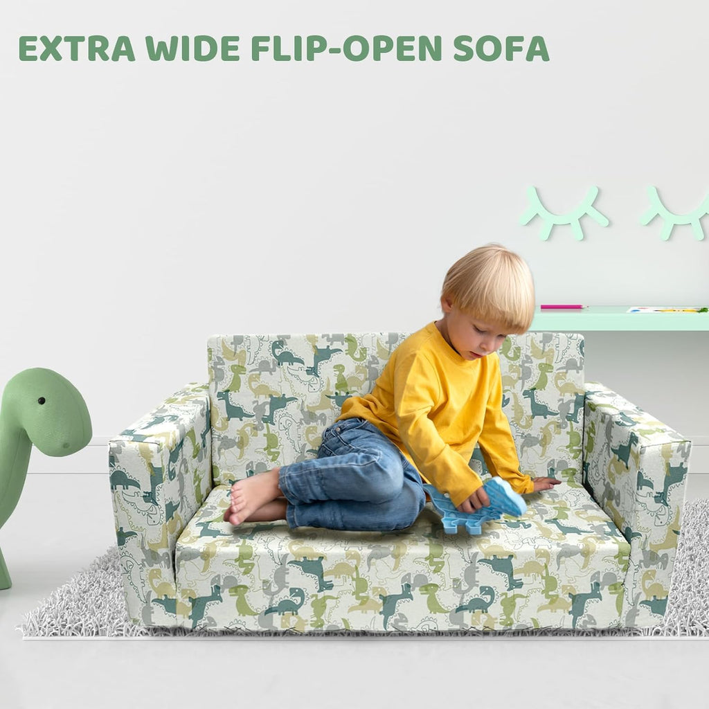 Kids Sofa 2 in 1 Flip Open Chair Sleeper with Dinosaur Print K756021