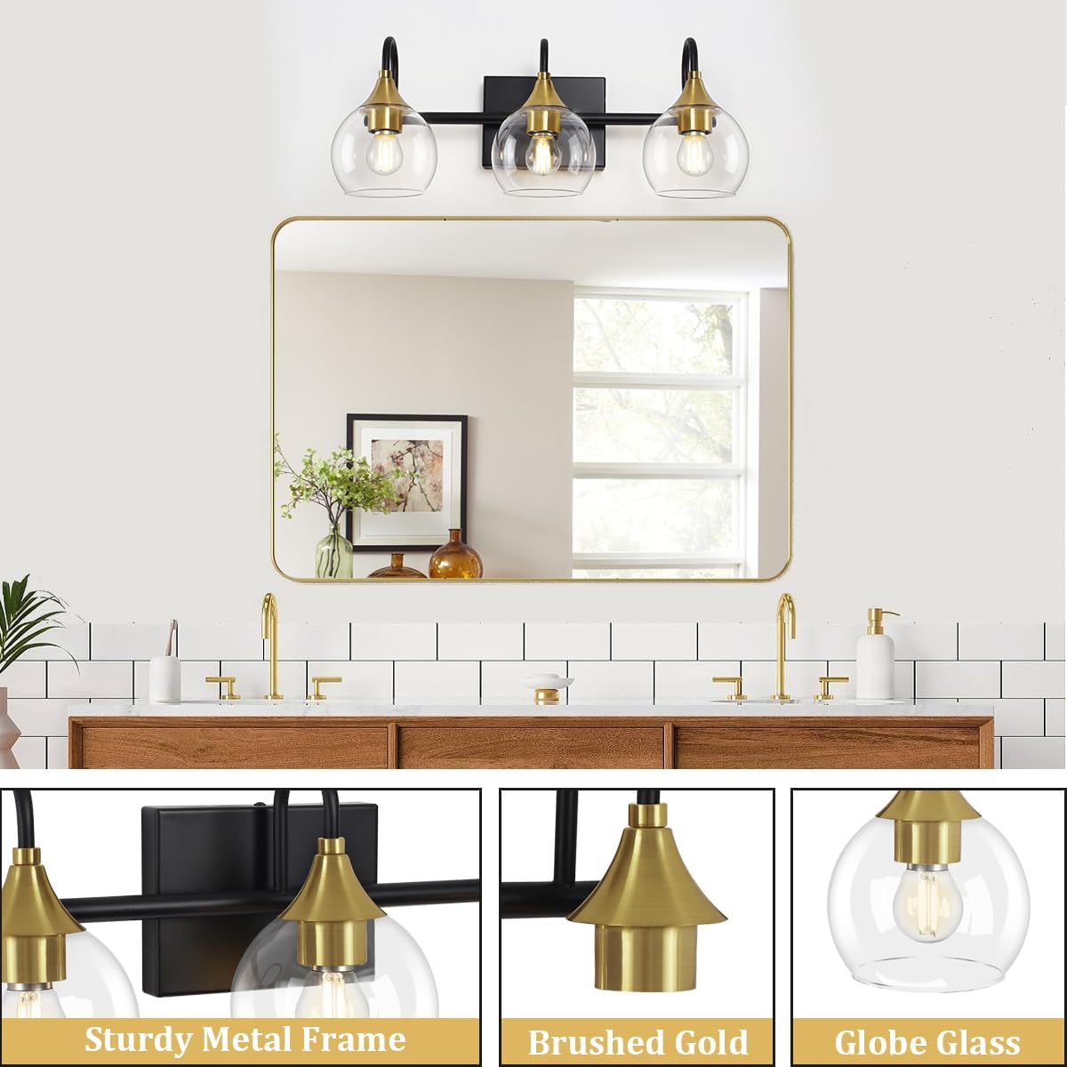 Black Gold 3 Light Bathroom Vanity Light B464
