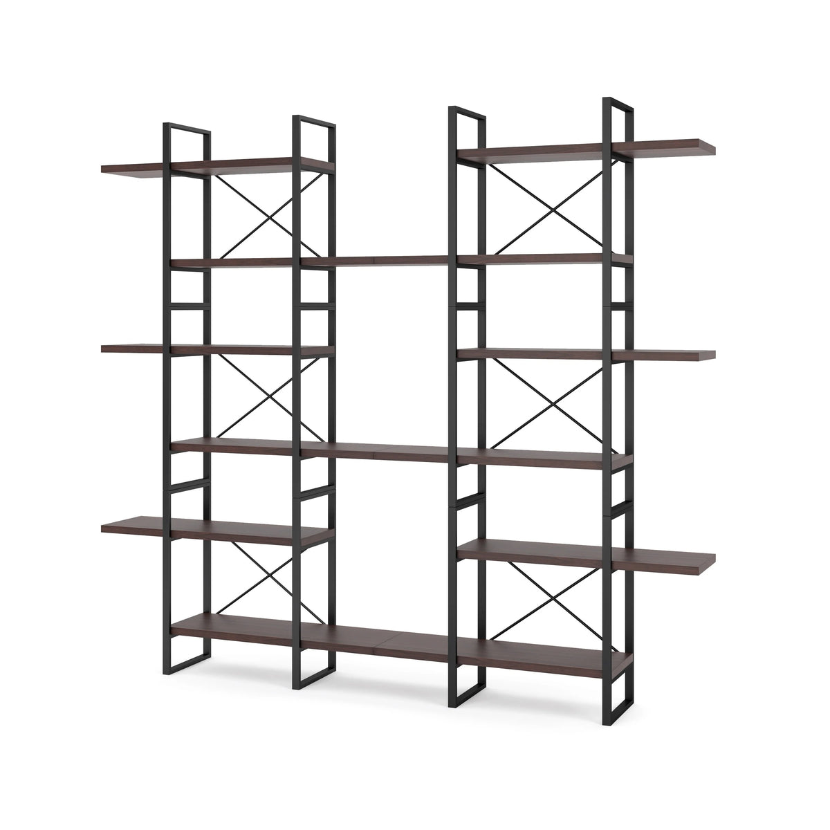 Dark Walnut 6-Tiers Industrial Bookcase H870622