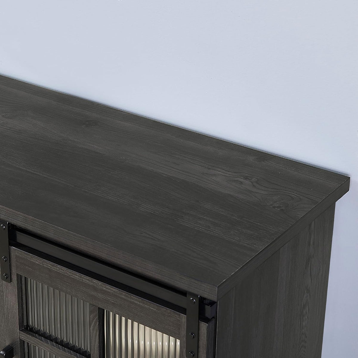 Charcoal Grey Fireplace TV Stand with Storage Drawers and Sliding Door A377293