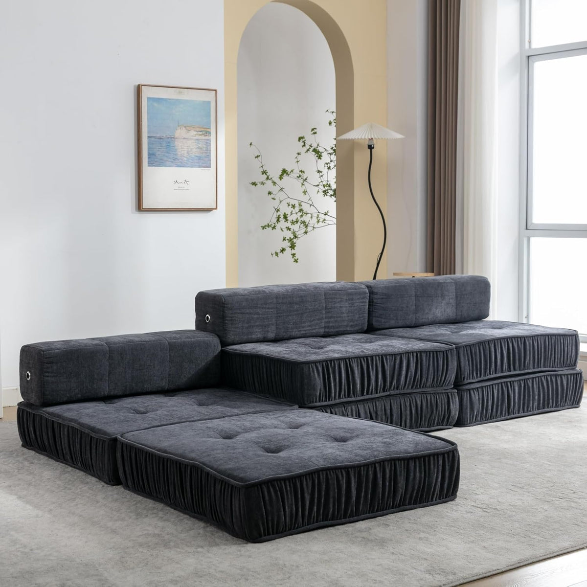 Grey Memory Foam Futon Sleeper Chair Couch Twin Size G771