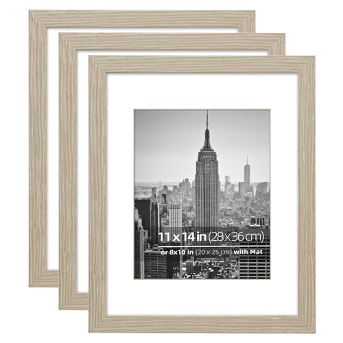 3 Pack Stained Tan Wood Grain Picture Frame Set F80774