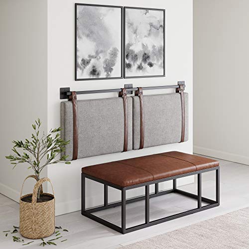 Queen Brown Faux Leather Wall Mount Hanging Headboard H559243