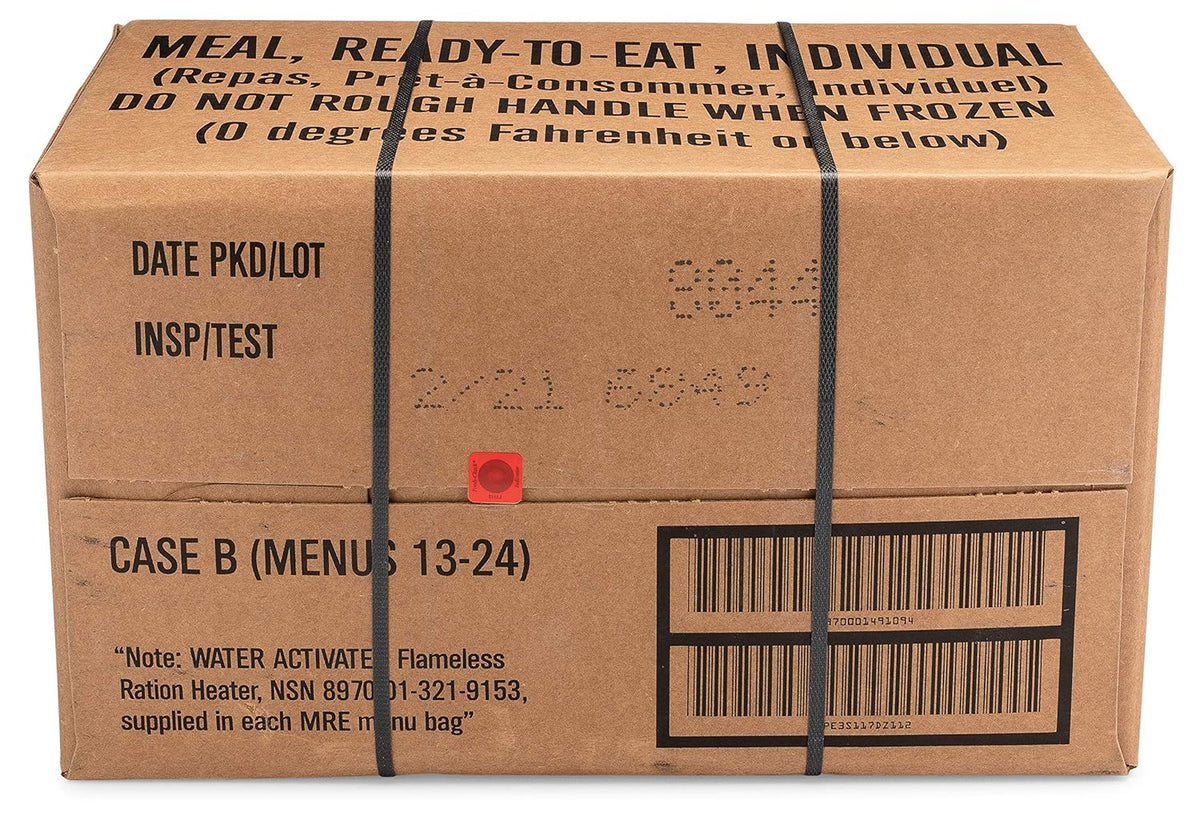 12 ct MRE Meals Ready to Eat Case Menus 13-24 P322