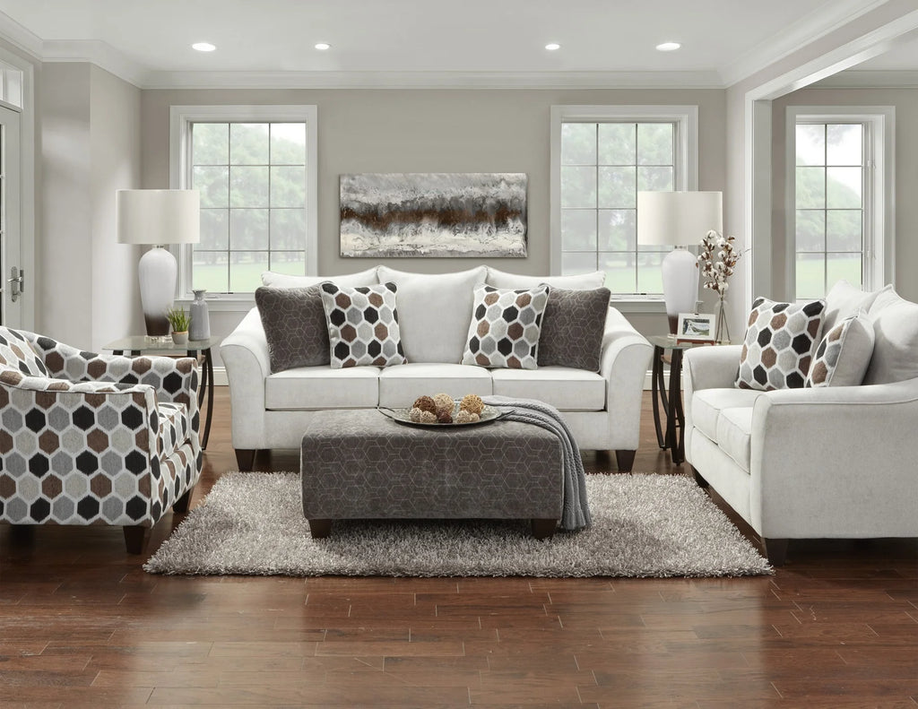 Silver Fabric Pillow-back Sofa S973542
