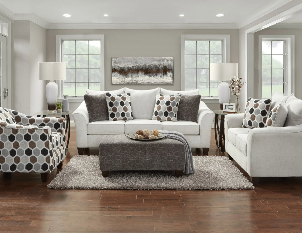 Silver Fabric Pillow-back Sofa S973542