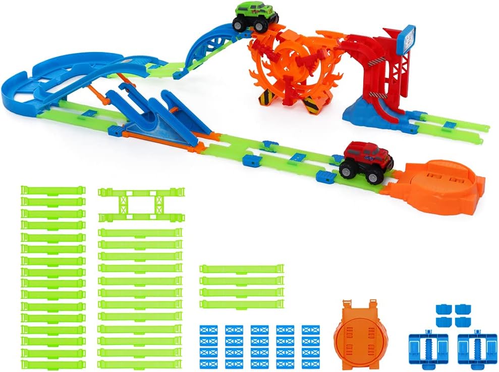 48 Pcs Glow in The Dark Race Car Track with 2 Cars M616785