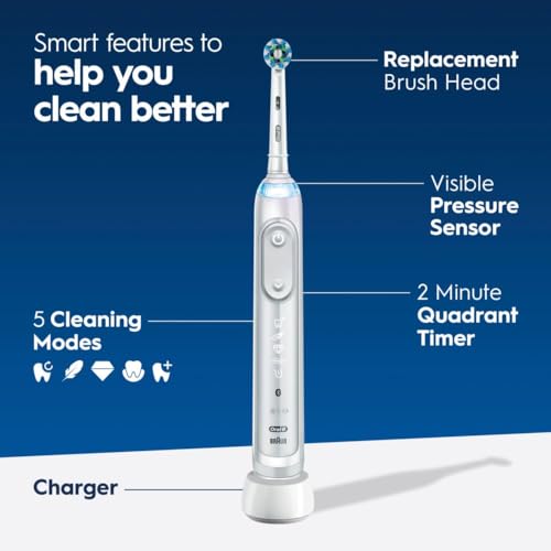 Midnight Black Rechargeable Electric Toothbrush with 1 Replacement Brush Head, Travel Case F22716