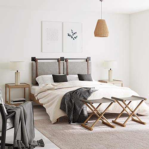 Queen Brown Faux Leather Wall Mount Hanging Headboard H559243
