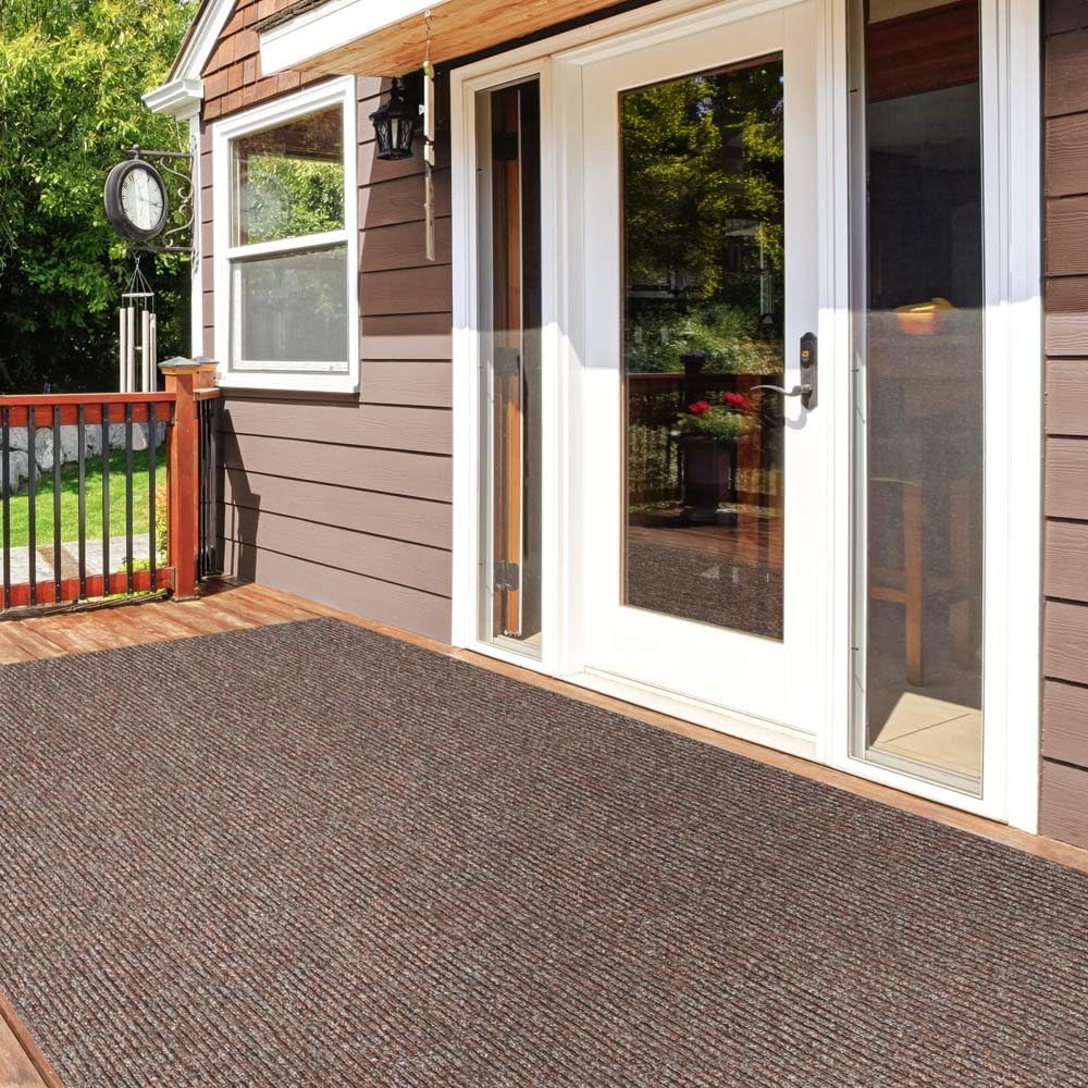 Heavy-Duty Ribbed Indoor Outdoor Carpet - Tuscan Brown - 6 Feet X 10 Feet C4253