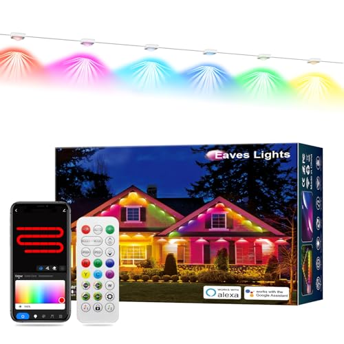 RGB+IC Christmas Eave Lights 30ft 22 LED Warm White IP68 Waterproof Smart Starry Outside Light G18440