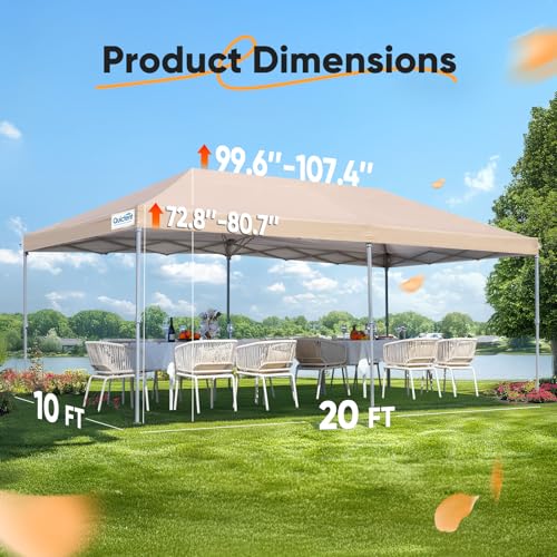 10x20ft Pop up Canopy Tent Waterproof with Roller Bag J72113