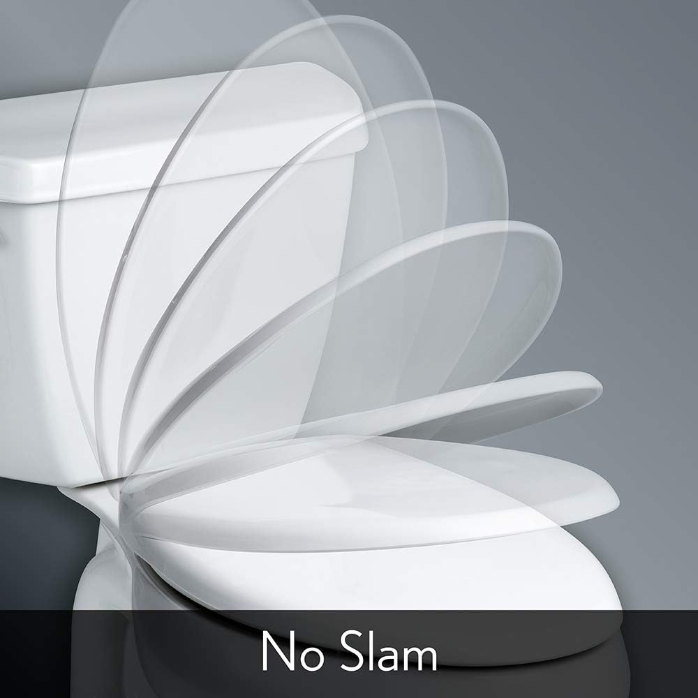 Elongated Toilet Seat with Brushed Nickel Hinges M6232