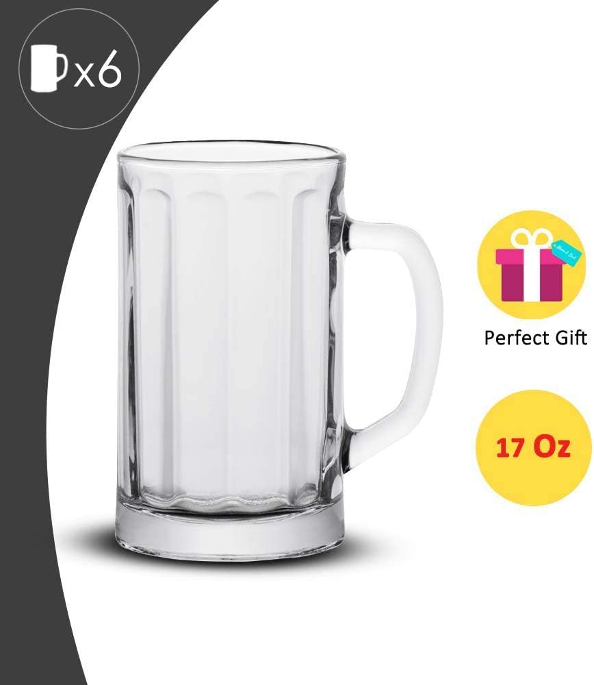 17 Ounce Clear Beer Mugs, Set of 6 S9862