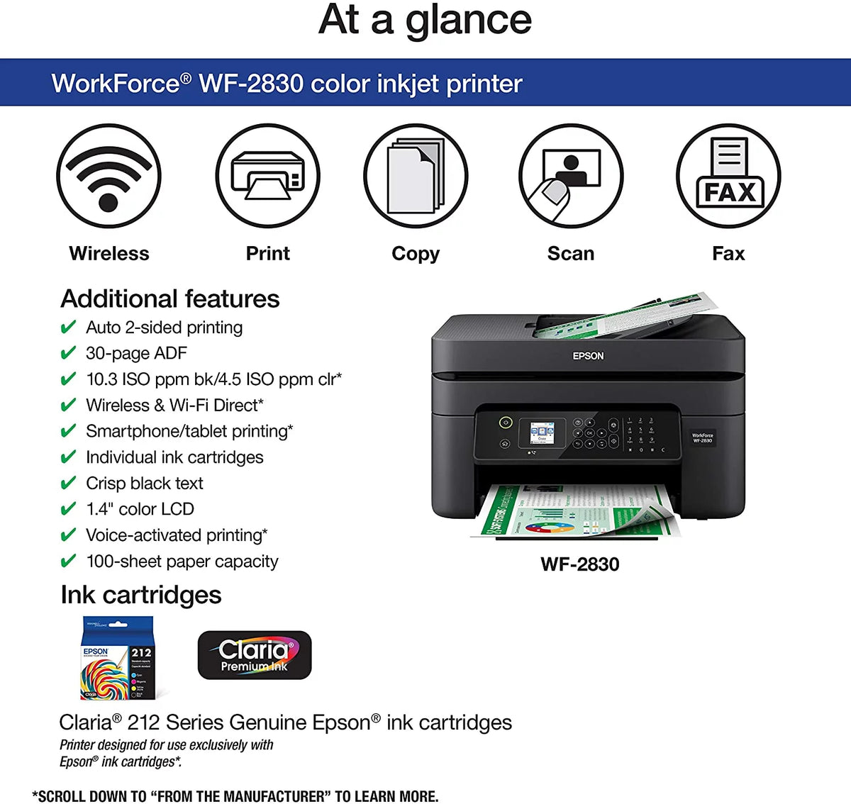 Wireless Color All-in-One Printer with Scanner, Copier and Fax L23633