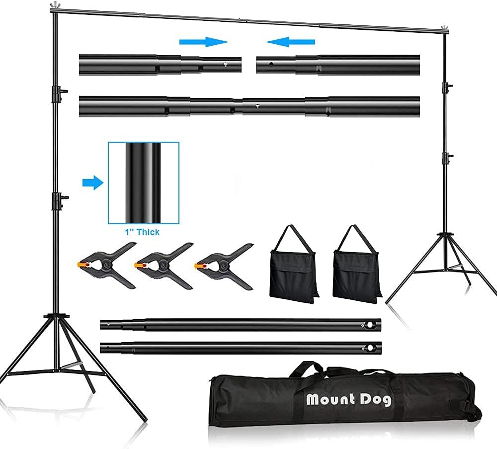 10FT Adjustable Photography Backdrop Support System with Clamps, Sandbags, and Carrying Bag D9948
