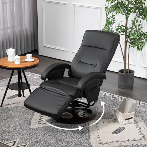 Gray Leather Swivel Recliner Chair with Adjustable Footrest H938868