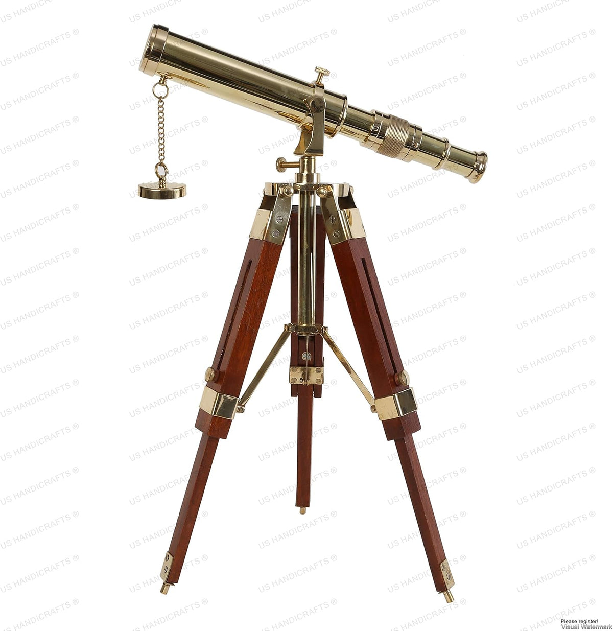 Vintage Brass Telescope on Tripod Stand B982