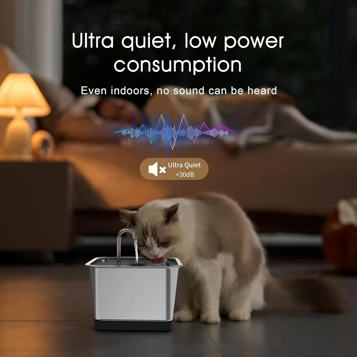 3.5L Stainless Steel Cat Water Fountain with Motion Sensor N7310