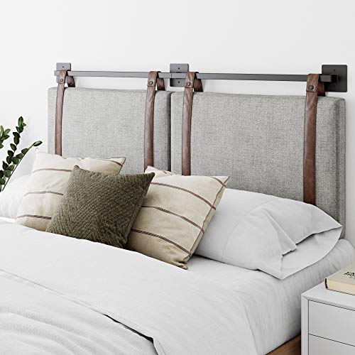 Queen Brown Faux Leather Wall Mount Hanging Headboard H559243