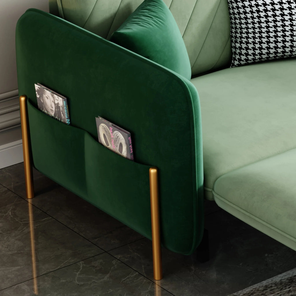 Green Velvet Convertible Sleeper Sofa R389769