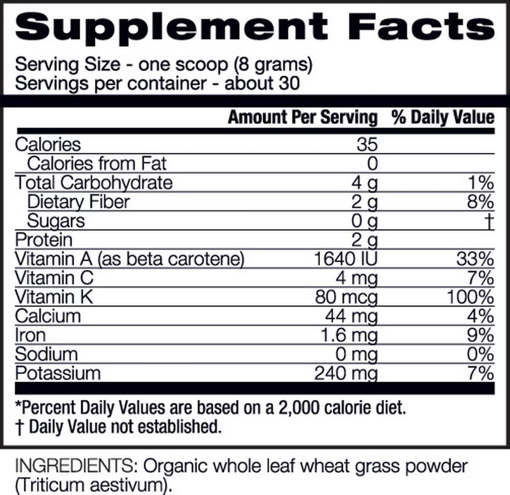 Organic Wheat Grass, 8.5 oz, 30 Servings C334