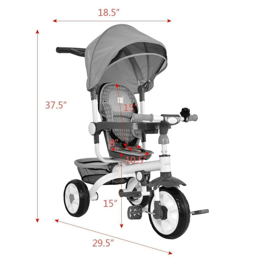 4-in-1 Detachable Baby Stroller Tricycle with Canopy W7230