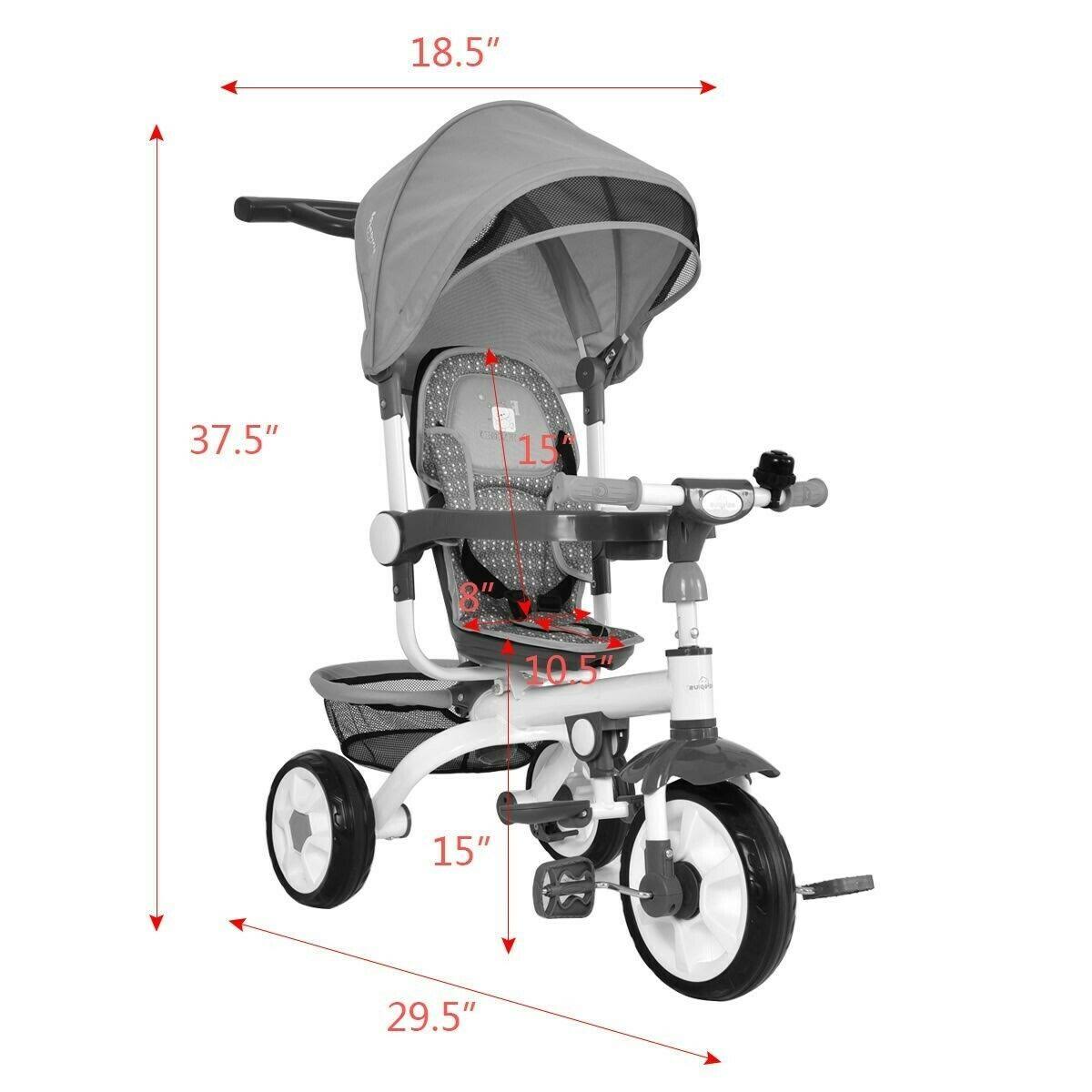 4-in-1 Detachable Baby Stroller Tricycle with Canopy W7230