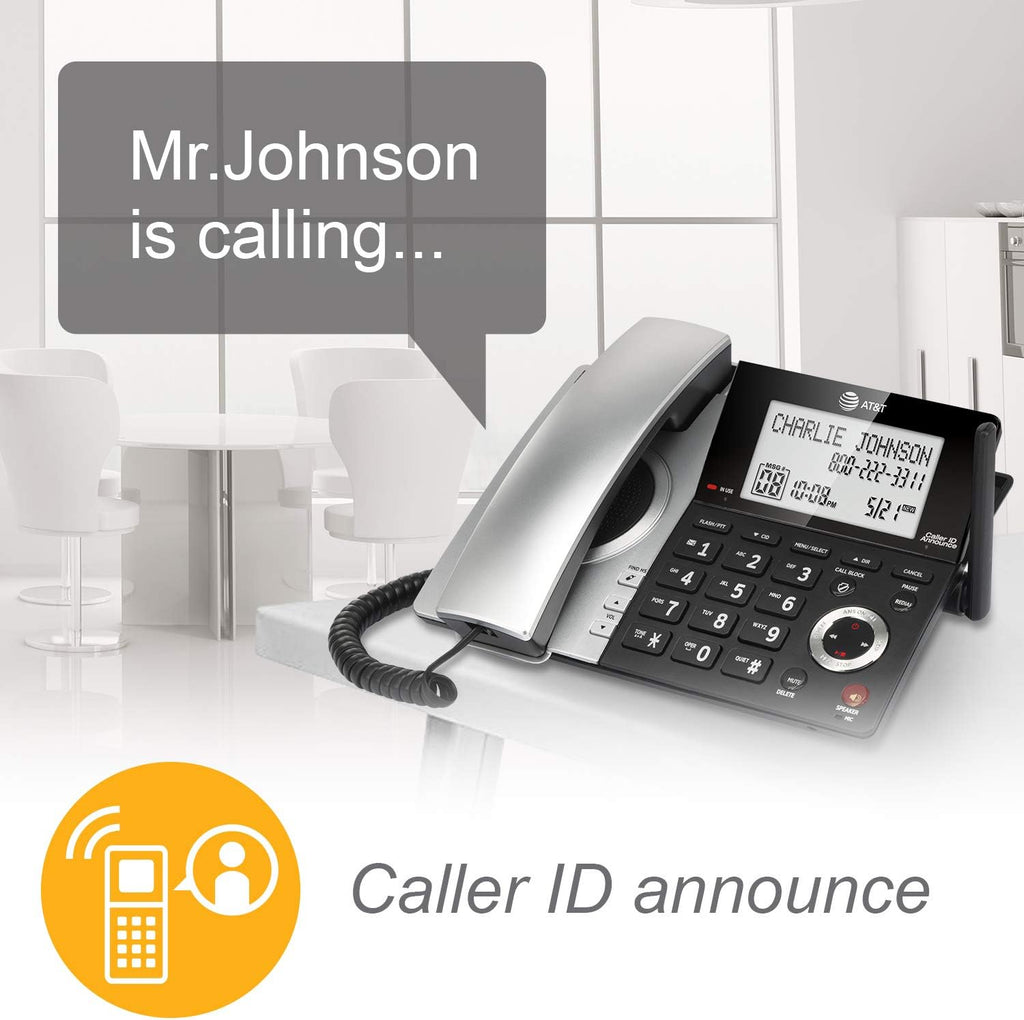 Black/Silver DECT 6.0 Corded/Cordless Phone with 1 Handset H2002