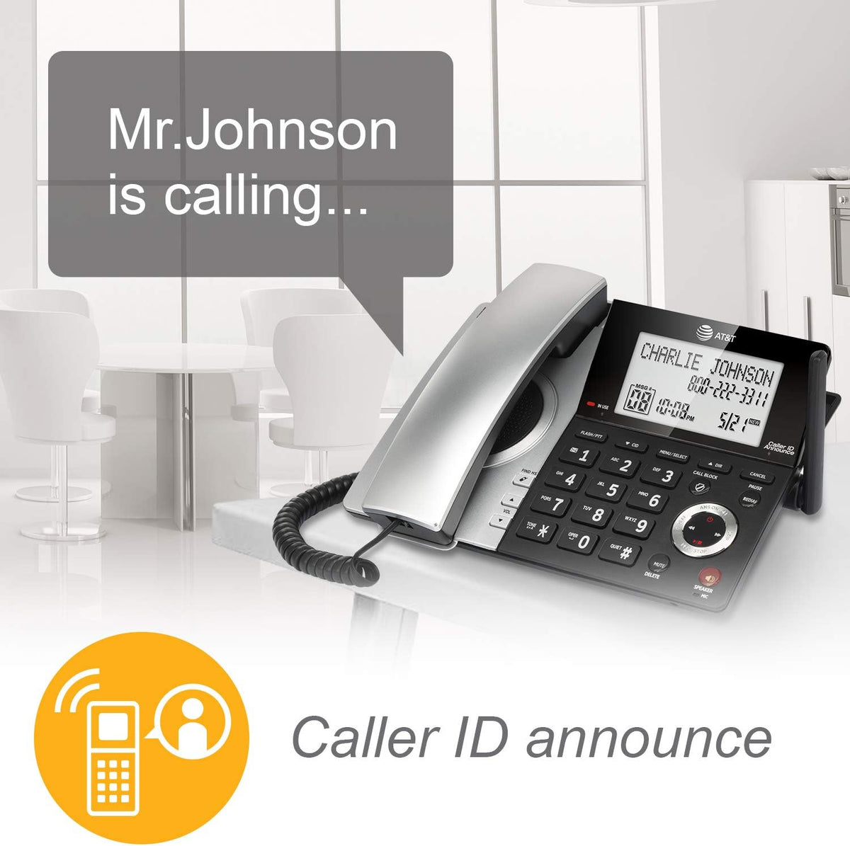 Black/Silver DECT 6.0 Corded/Cordless Phone with 1 Handset H2002