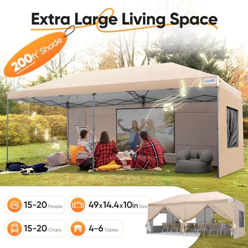 10x20ft Pop up Canopy Tent Waterproof with Roller Bag J72113