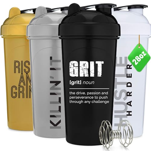 [4 Pack] 28oz Shaker Bottle with Mixer Agitators D9333