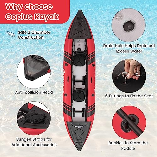 2-person Inflatable Kayak with Aluminium Oars, EVA Padded Seat, Hand Pump, Carry Bag L7234
