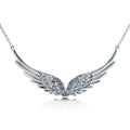 Sterling Silver Cubic Zirconia Angel Wings Pendant Necklace V717