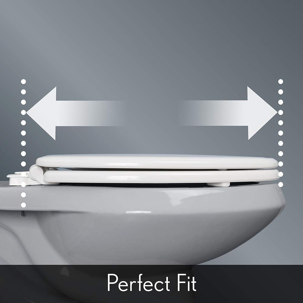 Elongated Toilet Seat with Brushed Nickel Hinges M6232