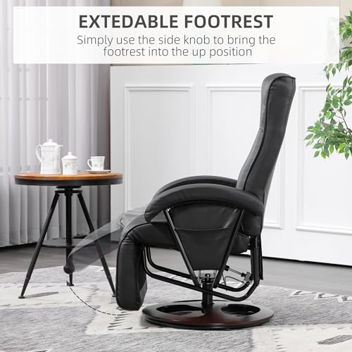 Gray Leather Swivel Recliner Chair with Adjustable Footrest H938868