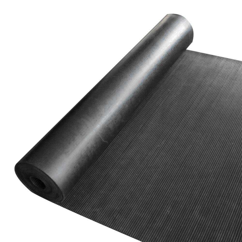 Black 1/8 in x 3 ft x 10 ft Non-Slip Rubber Floor Mat K2964