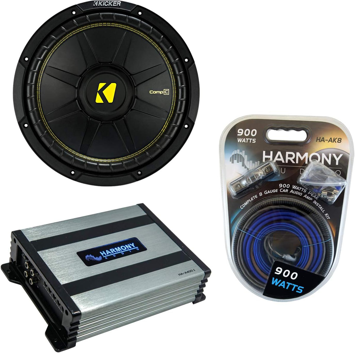 12 Dual 4 Ohm Car Subwoofer with Amplifier & Amp Kit S5731
