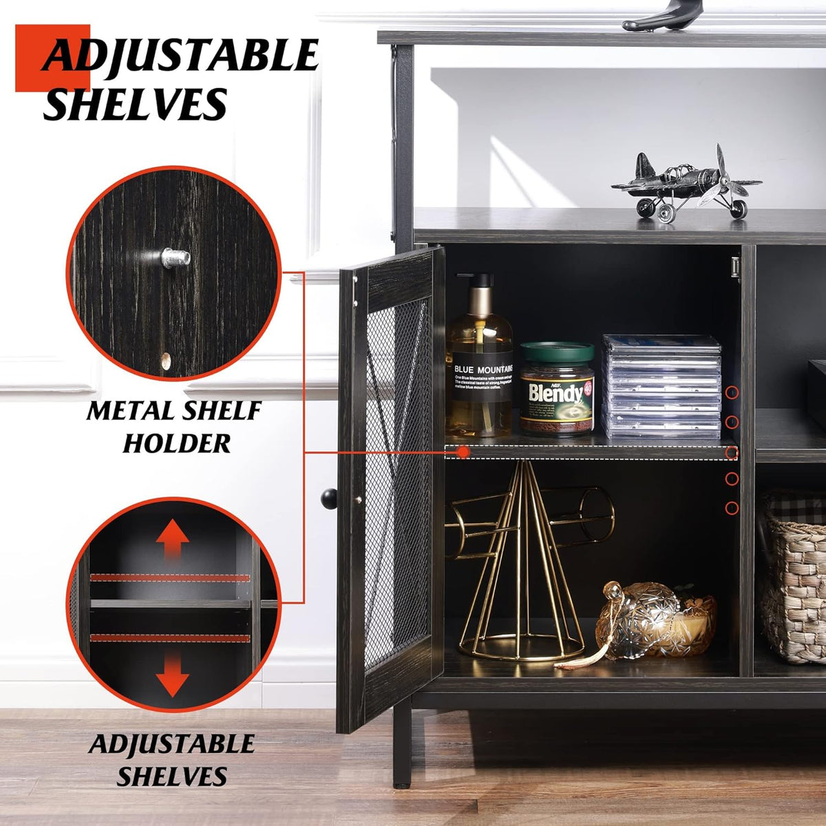 55 inch TV Stand with Storage Cabinet S1324