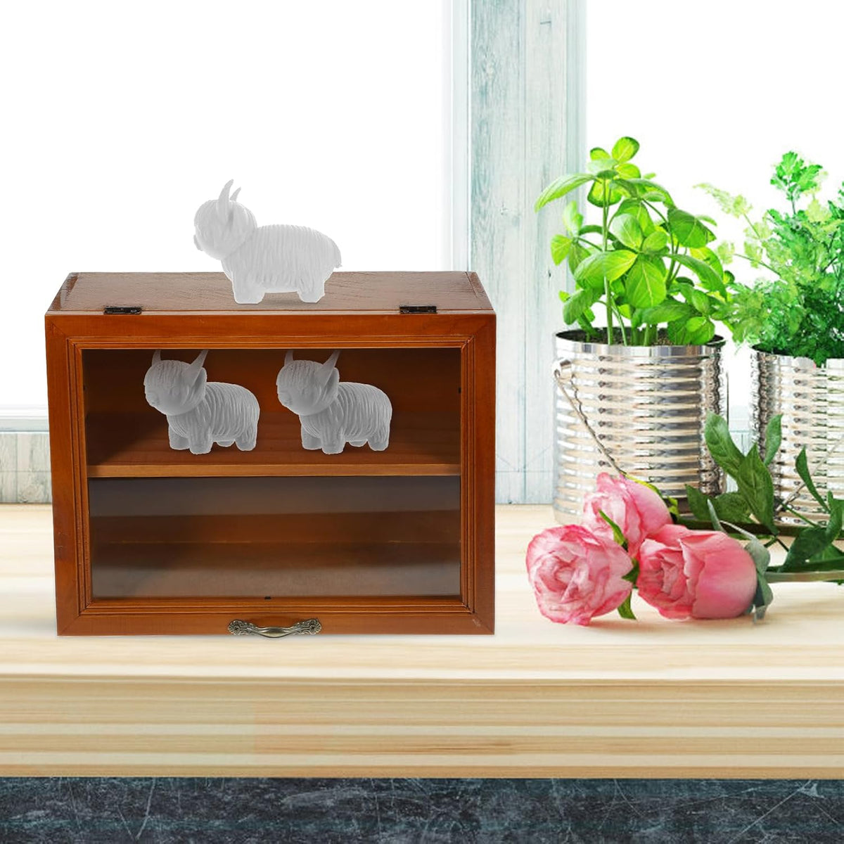 Wooden Shadow Box Display Cabinet with Shelves Q2959