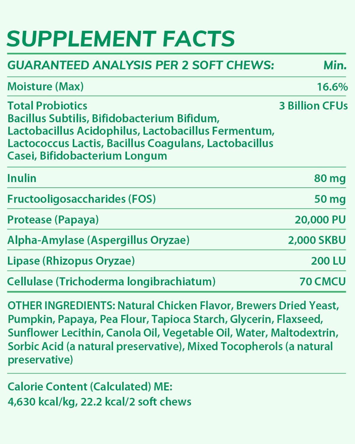 Chicken Flavor Probiotics Chews for Dogs with Prebiotic & Digestive Enzymes (120 Chews) T97196