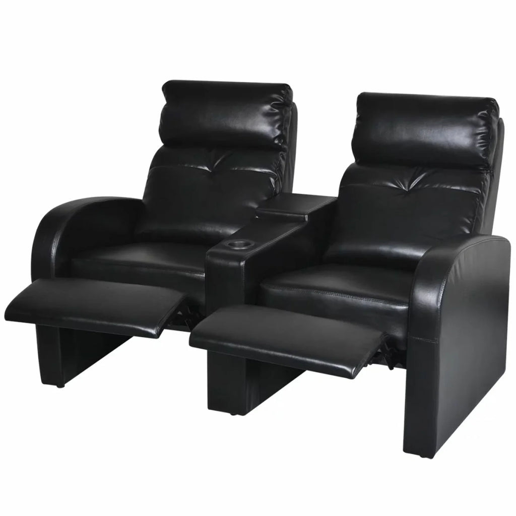 2-Seater Black Faux Leather Recliner Sofa W23747