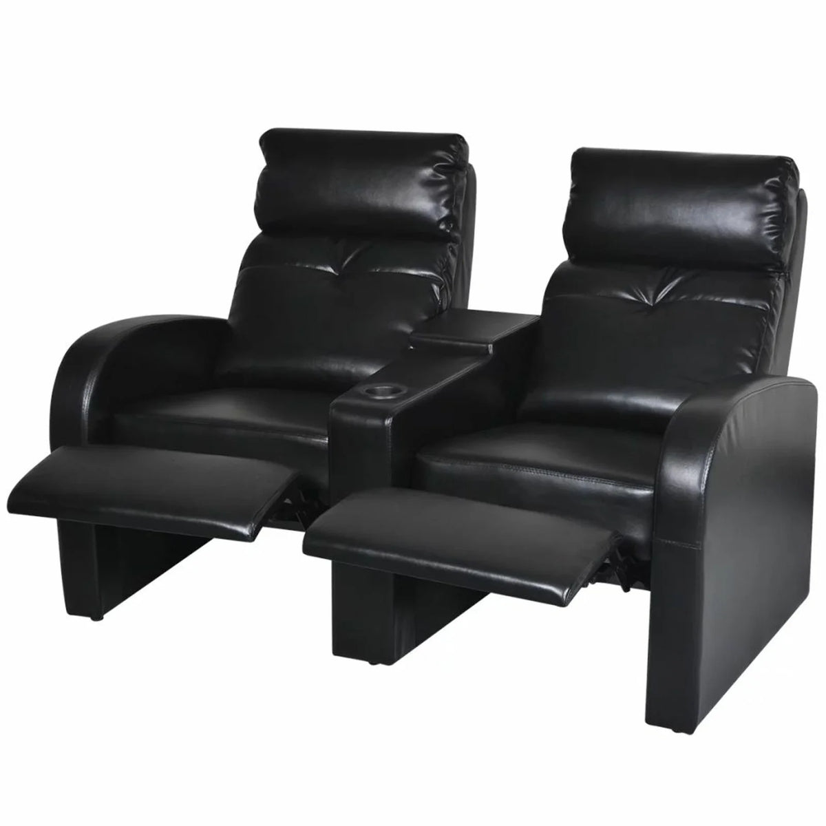 2-Seater Black Faux Leather Recliner Sofa W23747