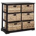 Distressed Black Wicker Basket Storage Chest J445787