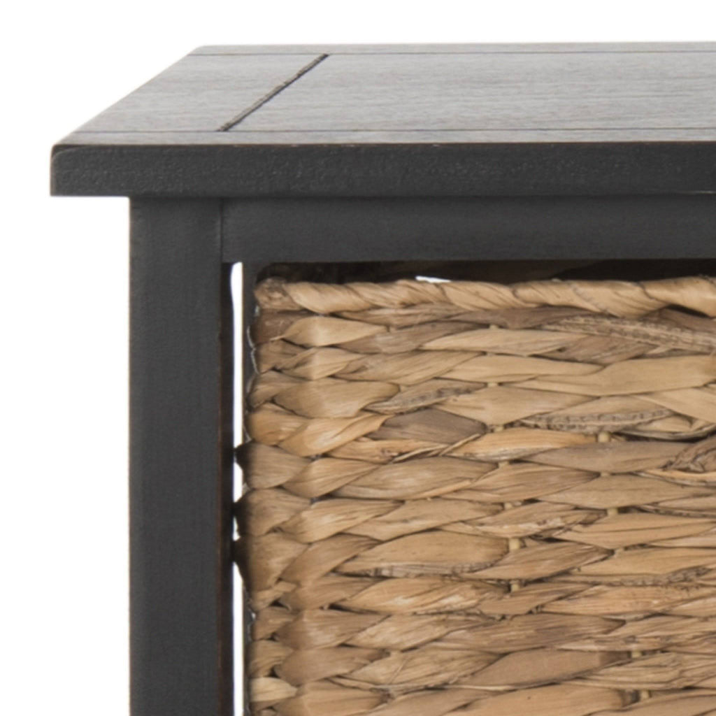 Distressed Black Wicker Basket Storage Chest J445787